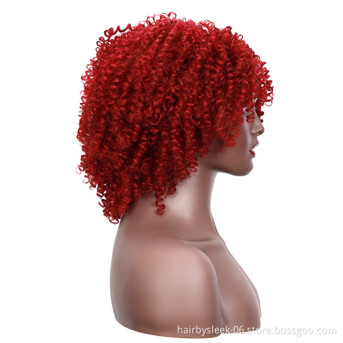 Competitive afro Kinky curl unprocessed passion twist  dark red human synthetic hair wigs synthetic braiding hair wigs for woman